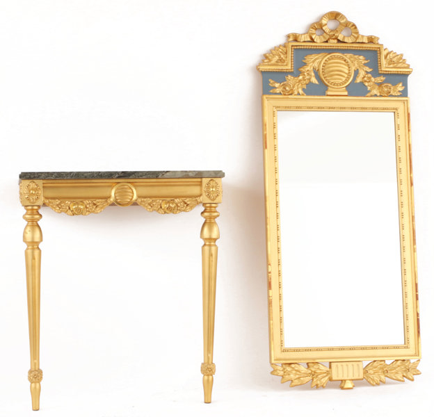 Spegel med konsolbord, gustaviansk stil, 1900-tal