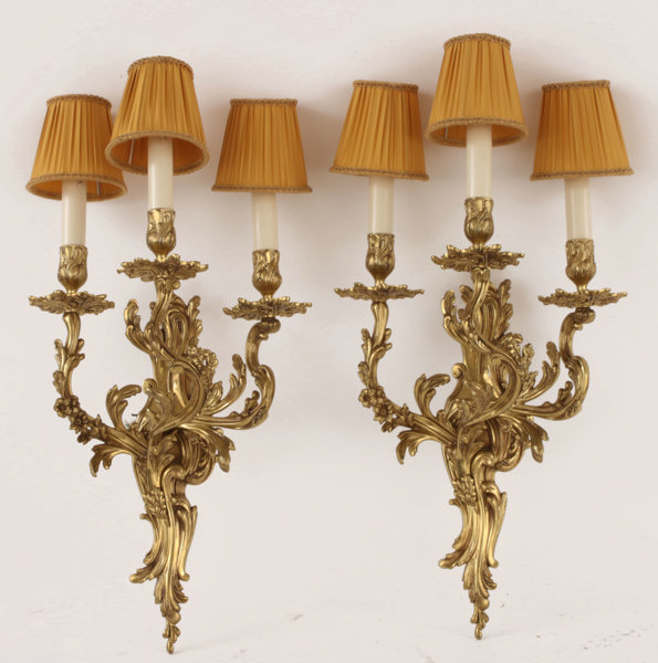 Väggappliquer ett par, rokokostil, 1900-talets första hälft