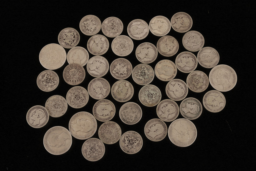 Parti svenska silvermynt, före 1942