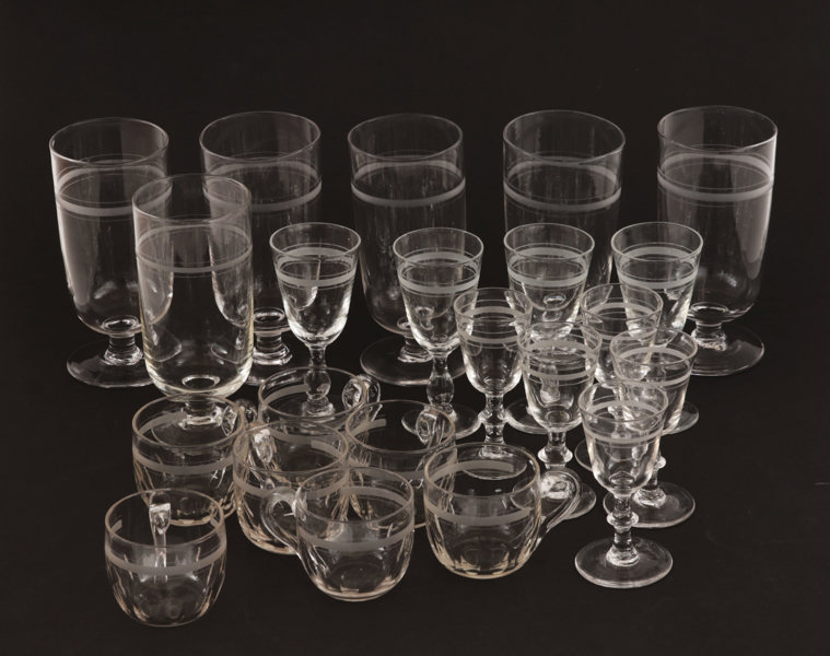 Glasservisdelar 22st, "Rydberg", tidigt 1900-tal