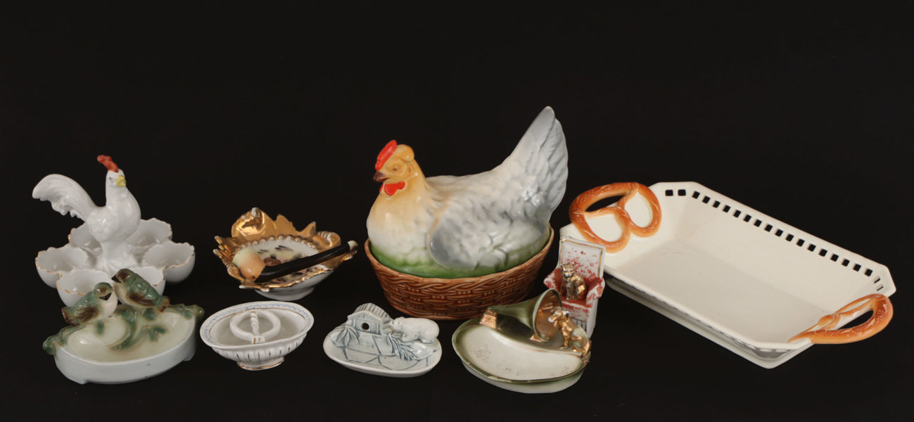 Porslin 9 delar, mestadels tidigt 1900-tal