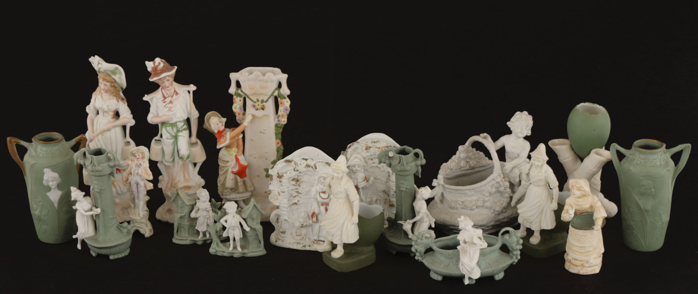 Figuriner och vaser 16 delar, tidigt 1900-tal