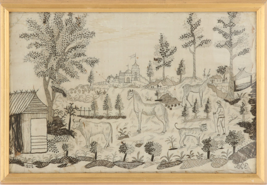 Sidenbroderi, daterat 1822