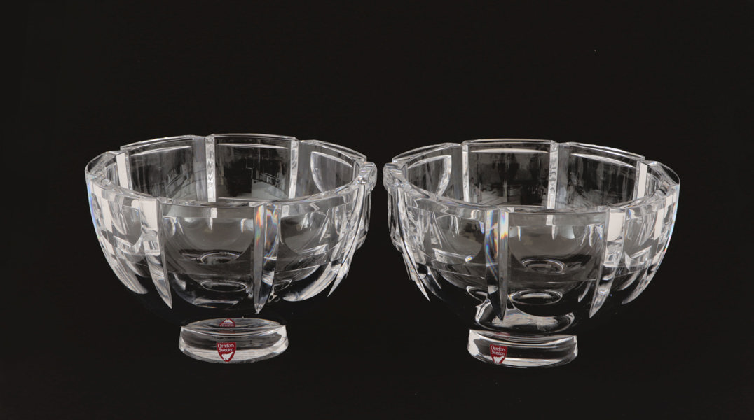 Skålar 2st, "Tusen Fönster", Simon Gate för Orrefors