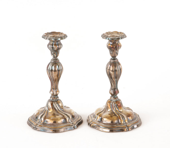 Ljusstakar ett par, silver, rokokostil, 1900-tal