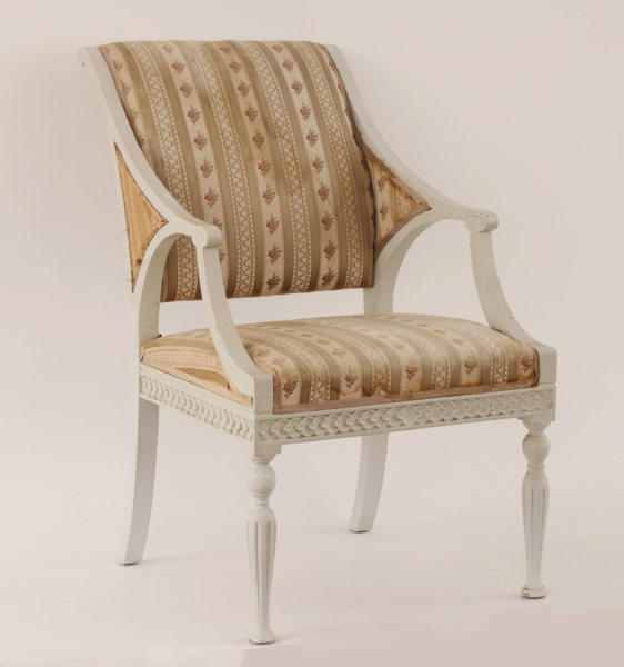 Baljfåtölj, gustaviansk stil, omkring år 1900