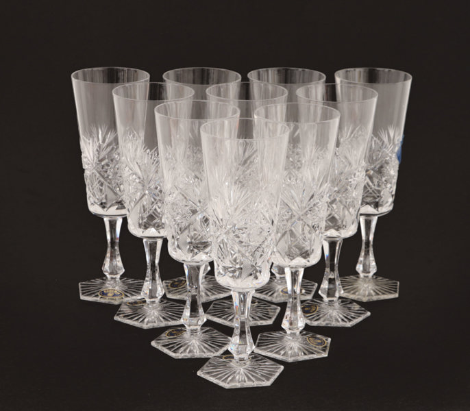 Champagneglas 10st, Tjeckoslovakien