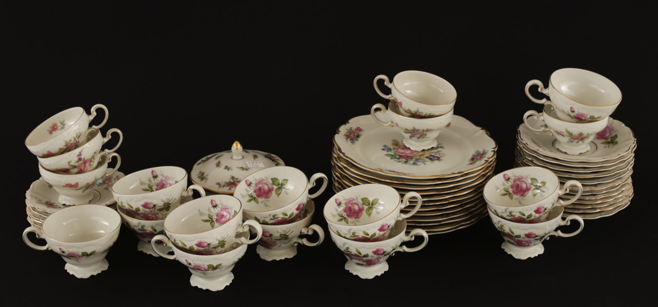Parti kaffe- och moccaservisdelar, "Pompadour", Rosenthal