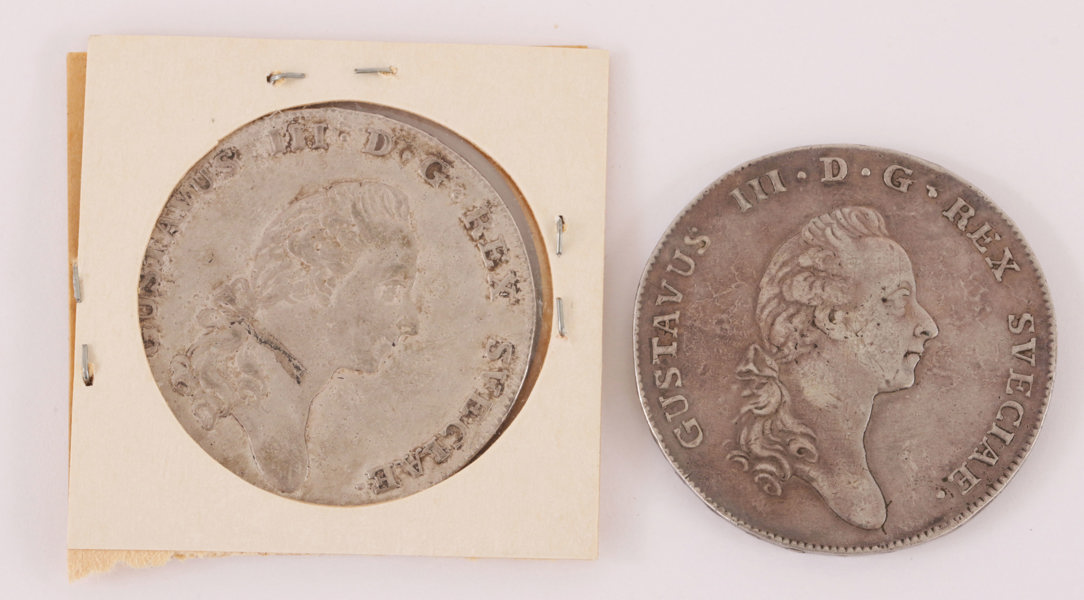 Mynt 2st, 1 riksdaler silvermynt, Gustaf III, 1776/77