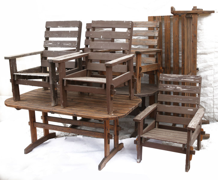 Trädgårdsmöbel 8 delar, 1900-talets andra hälft