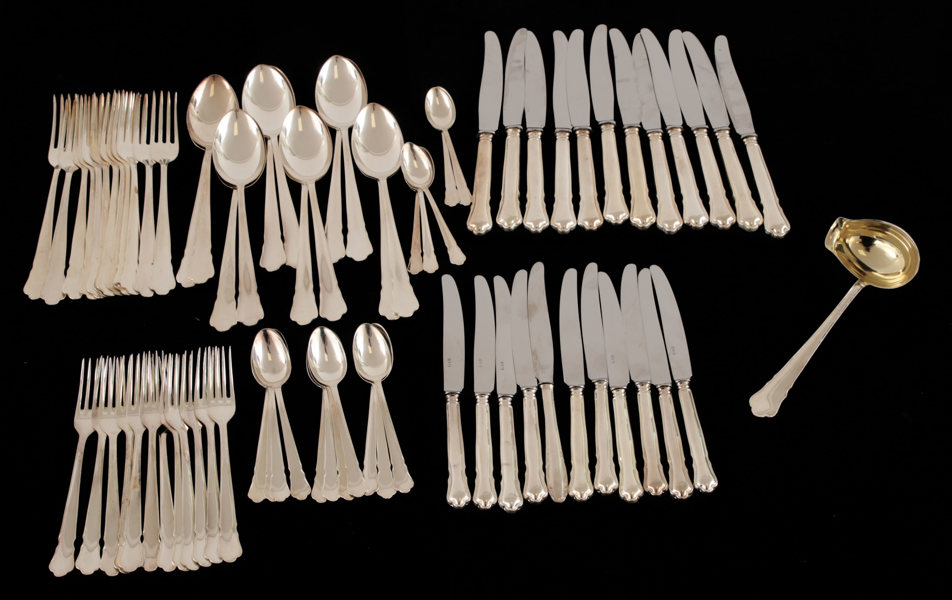 Bestickuppsättning, silver, "Chippendale", GAB, Stockholm