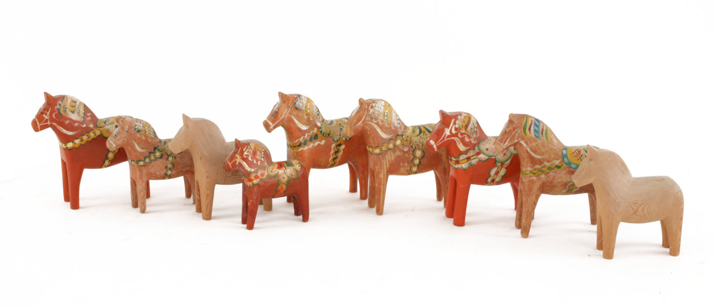 Dalahästar 9st, bl.a. 1900-talets första hälft