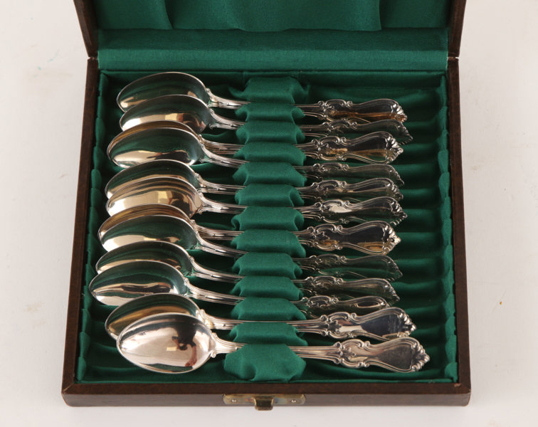 Kaffeskedar 12st, silver, "Olga"