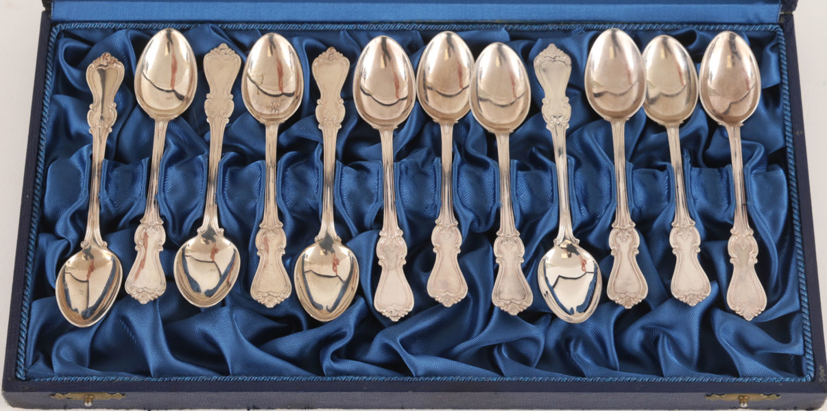 Kaffeskedar 12st, silver, "Olga"