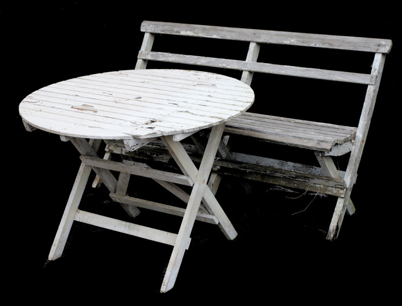 Trädgårdssoffa och bord, 1900-talets första hälft