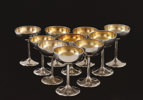 Cocktailglas 10st, silver, 1900-talets första hälft