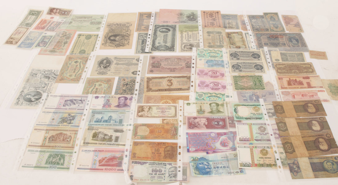 Parti äldre och antika sedlar