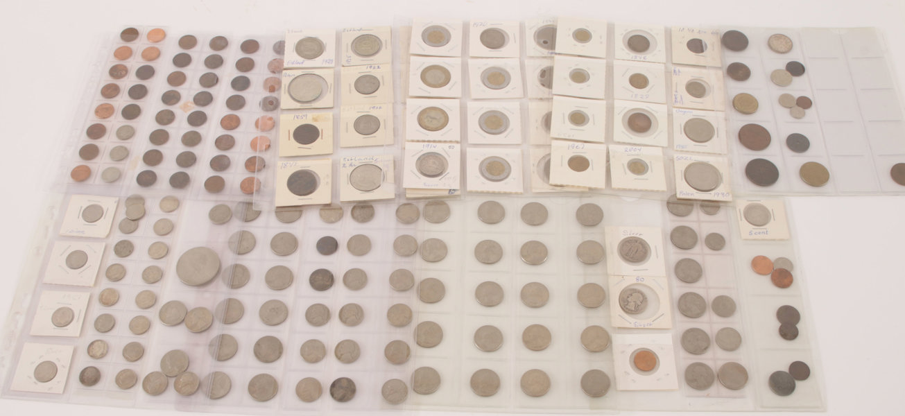 Parti äldre och antika mynt, mestadels USA