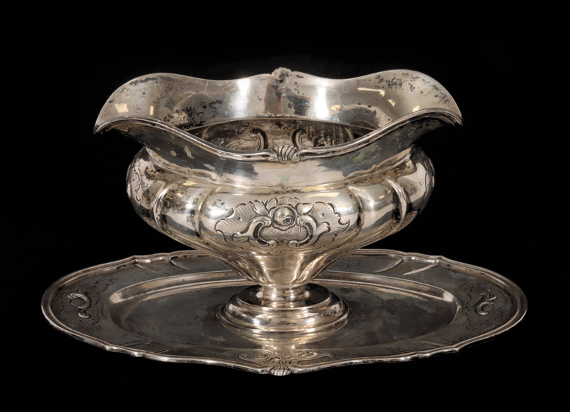 Såsskål, silver, rokokostil, 1900-tal