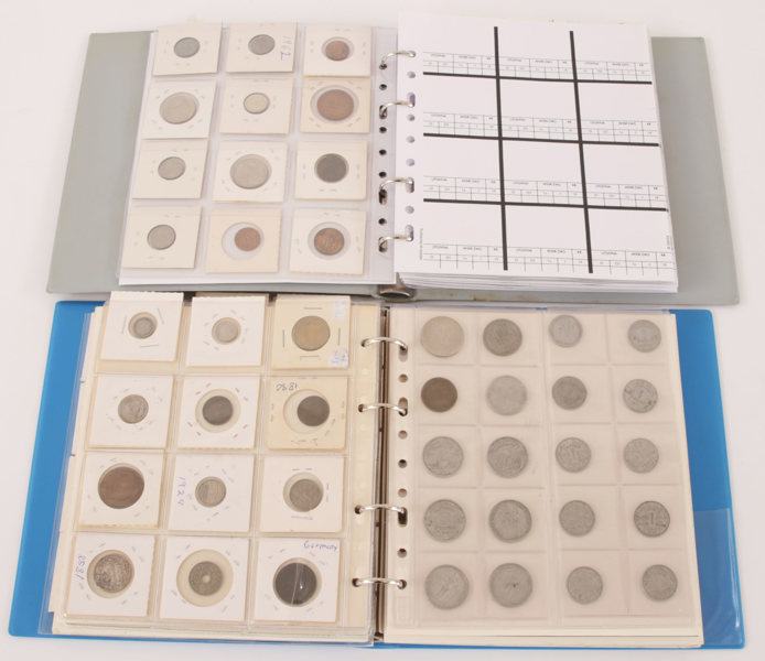 Album med mynt 2st, bl.a. antika och silver