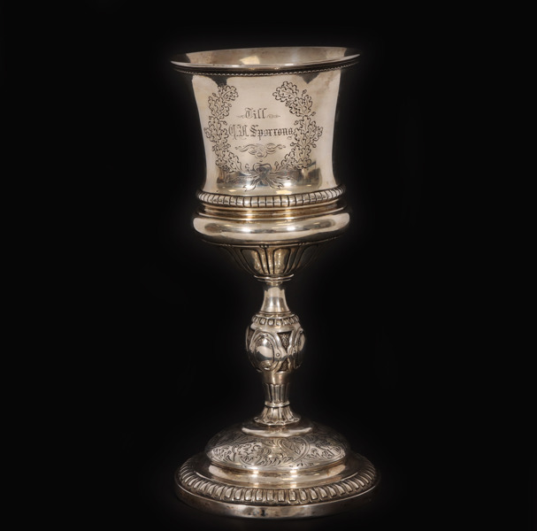 Pokal på fot, silver, GAB, 1883