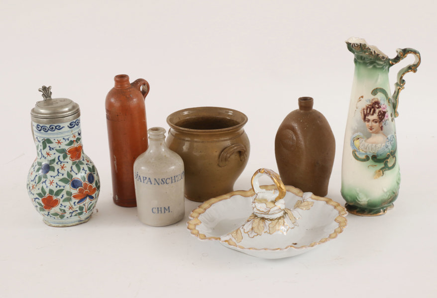 Keramik 7 delar, bl.a. 17/1800-tal