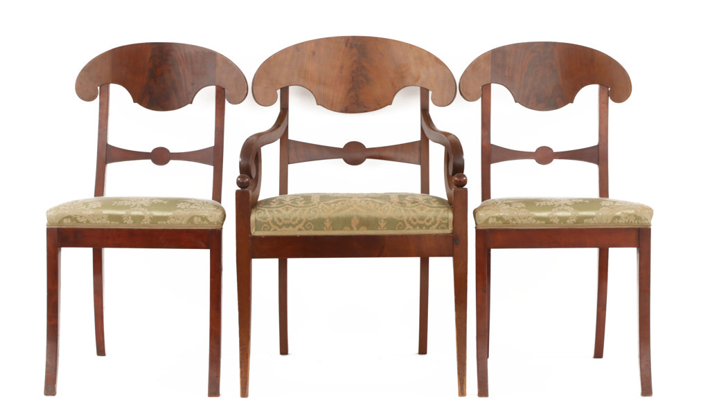 Stolar 6st samt karmstolar 2st, Karl Johan stil, 18/1900-tal