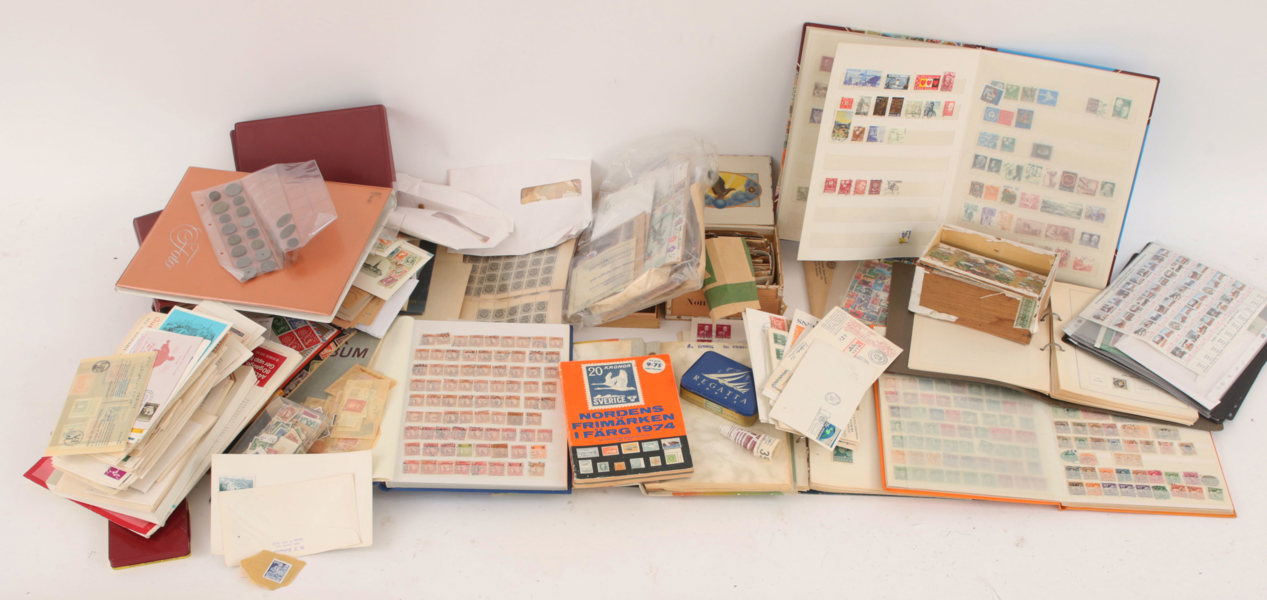 Parti frimärken, m.m. bl.a. Sverige, 1800-tal