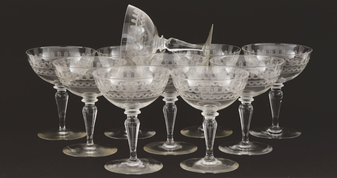 Champagneskålar 10st, 1900-talets första hälft