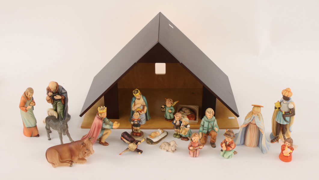 Julkrubba med figurer, Goebel, Tyskland