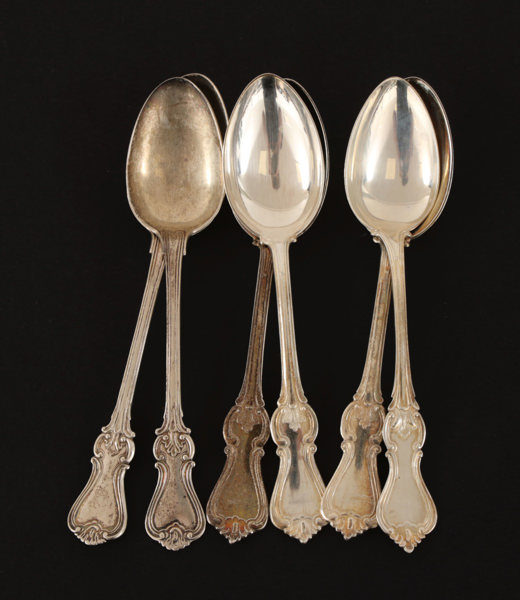 Bordsskedar 6st, silver, "Olga", GAB