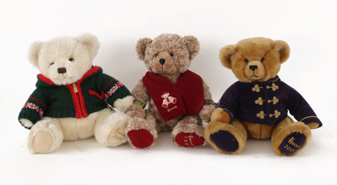 Nallebjörnar 3st, Harrod's, England, 1999, 2000 samt 2006