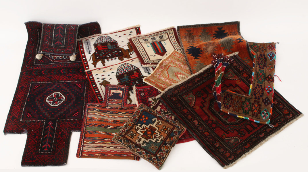 Handknutna textilier 11 delar, orientaliska