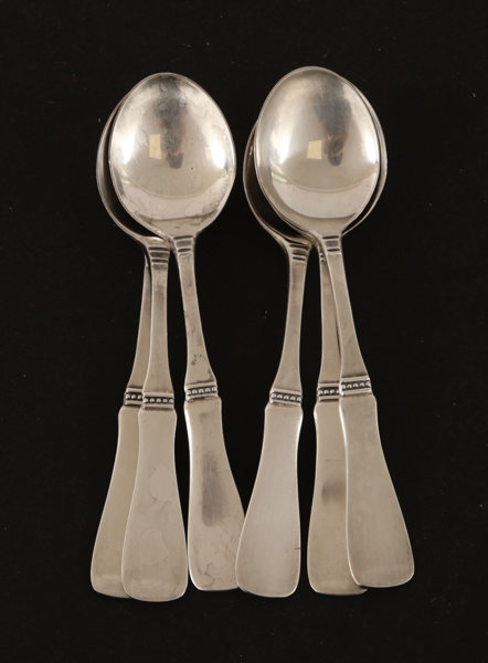 Kaffeskedar 6st, silver, "Uppsala"