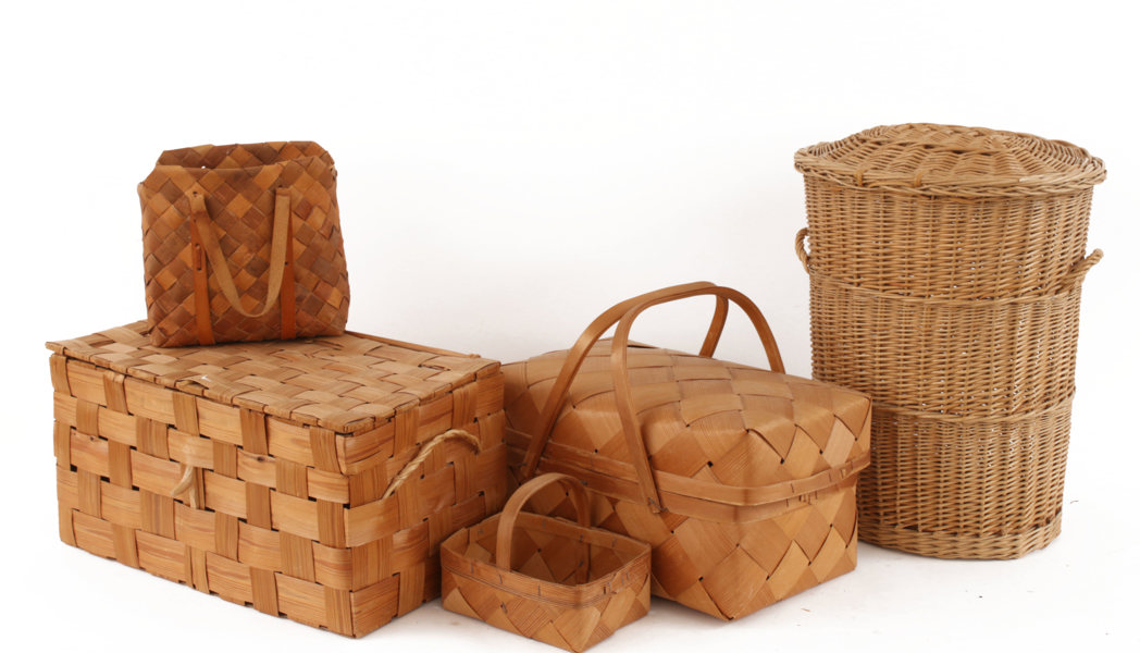 Flätade korgar 5 delar