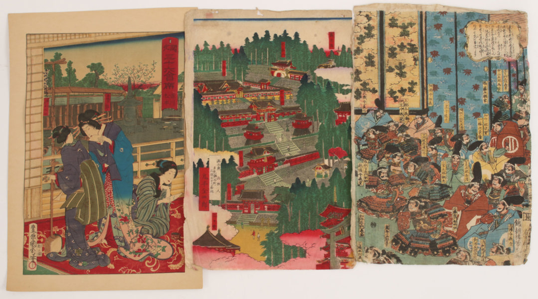 Träsnitt 3st, Japan, 1800-tal
