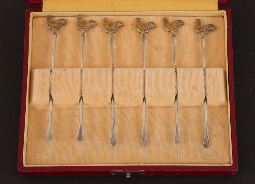 Cocktailpinnar 6st, silver, C.G.Hallberg, Stockholm, 1933