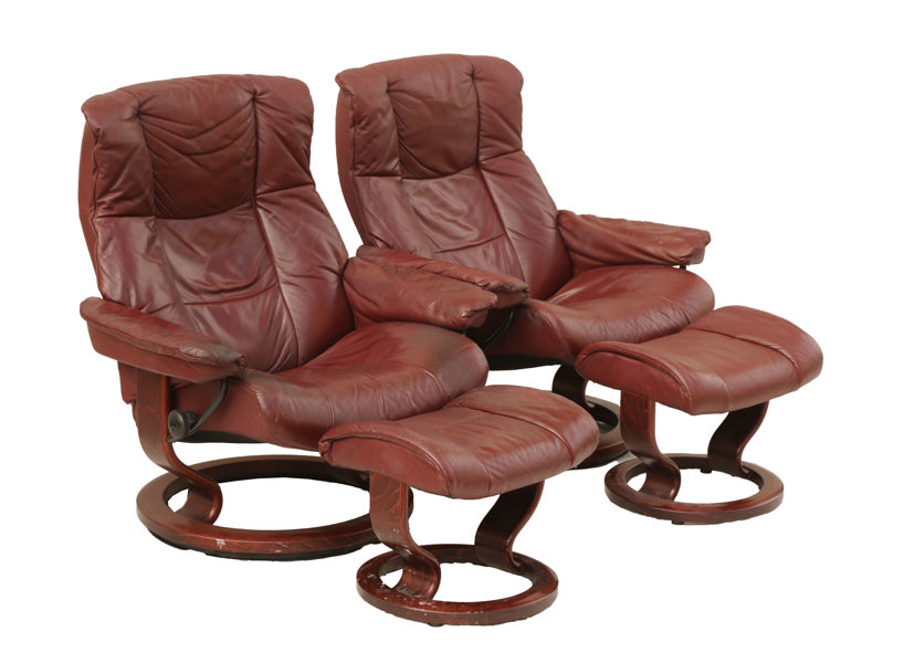 Fåtöljer med fotpall ett par, "Stressless", Ekornes, Norge