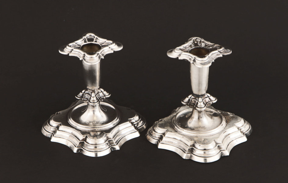 Ljusstakar ett par, silver, rokokostil, 1900-tal