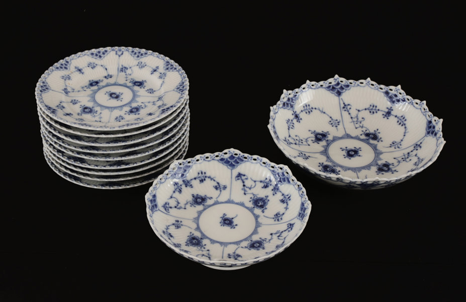 Servisdelar 11st, "Musselmalet", Royal Copenhagen, Danmark