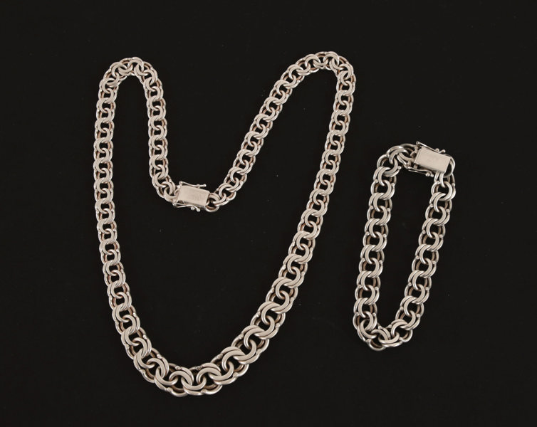 Halsband och armband i sterlingsilver/silver