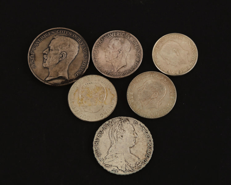 Silvermynt och medaljer 6 delar