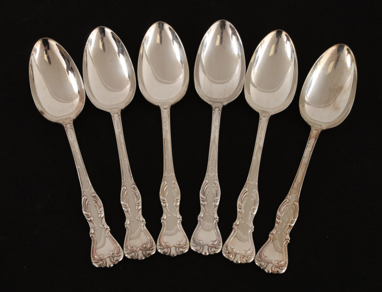 Matskedar 6st, silver, "Prins Albert"