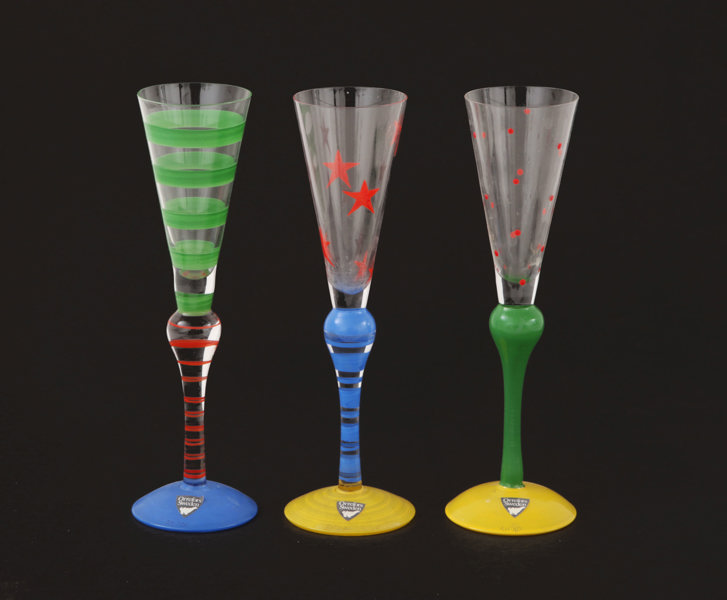 Snapsglas 3st, "Clown", Ann Nilsson för Orrefors