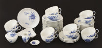 Teservisdelar, "Blå blomster", Royal Copenhagen, Danmark