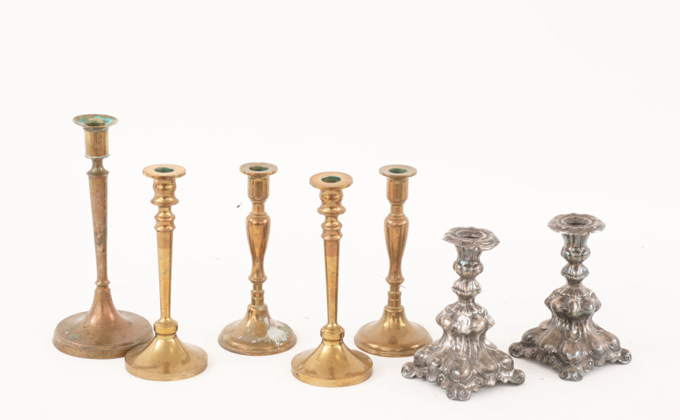 Ljusstakar 7st, bl.a. 1800-tal