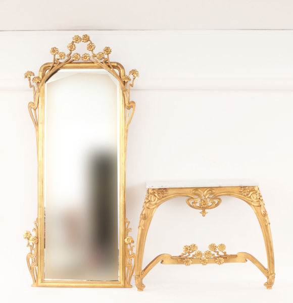Spegel med konsolbord, art nouveau, 1900-talets början