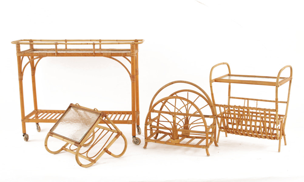 Rottingmöbler 4 delar, 1900-talets andra hälft