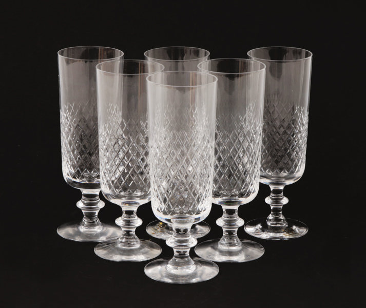 Champagneglas 6st, "Diamant", Vicke Lindstrand för Kosta