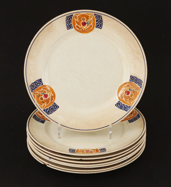 Tallrikar 8st, Alf Wallander för Rörstrand, omkring år 1900